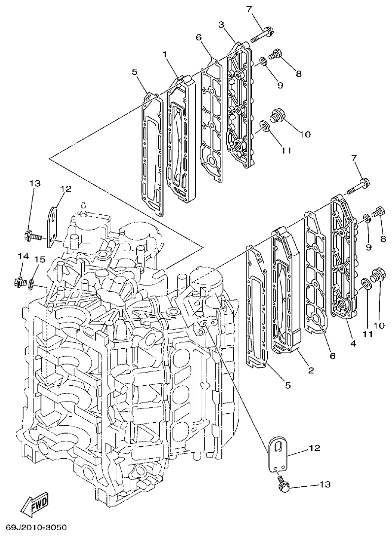 Yamaha A1 CYLINDER. CRANKCASE 3 parts diagram